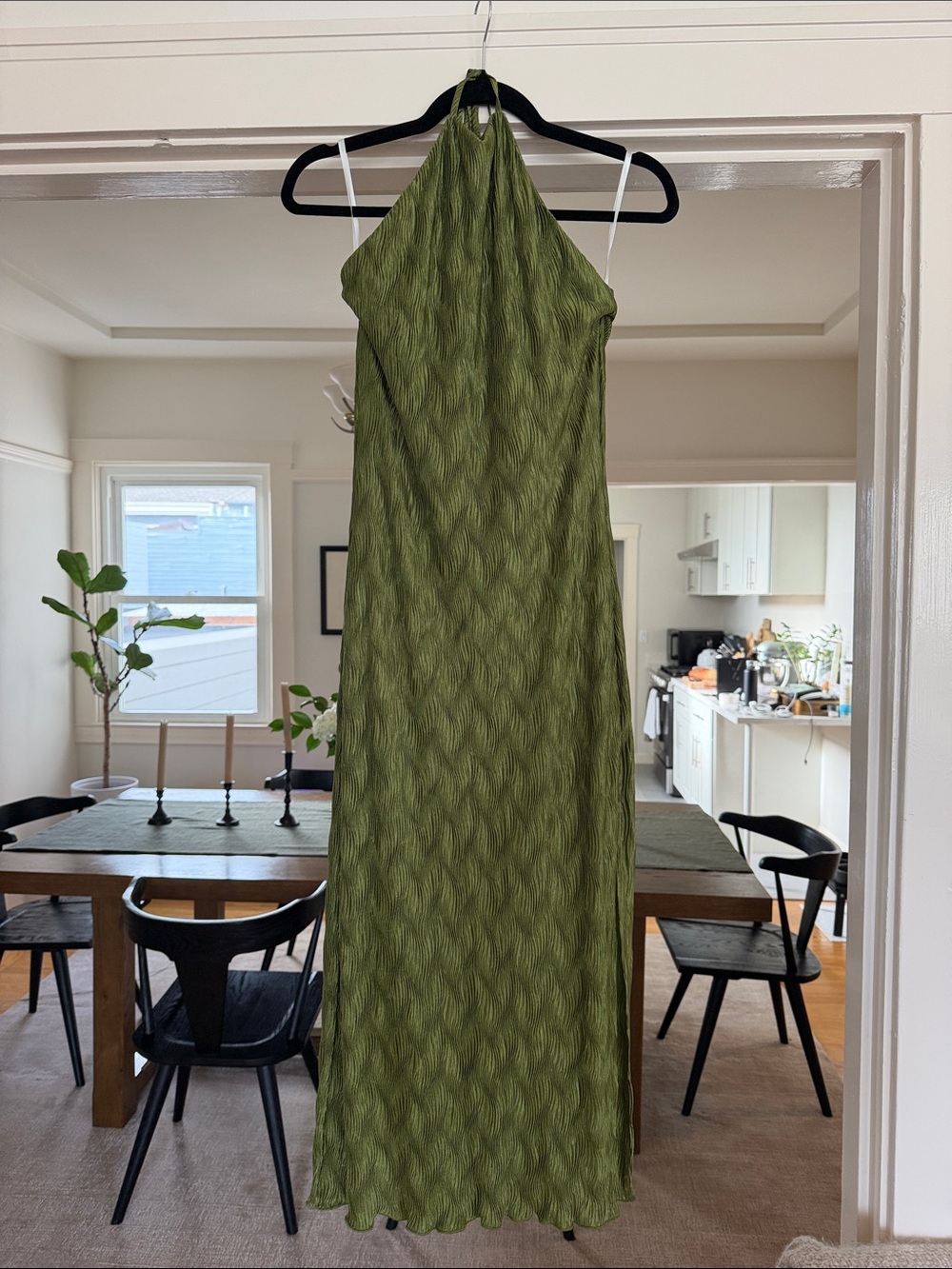 House of Harlow 1960 Olive Green Halter Maxi Dress